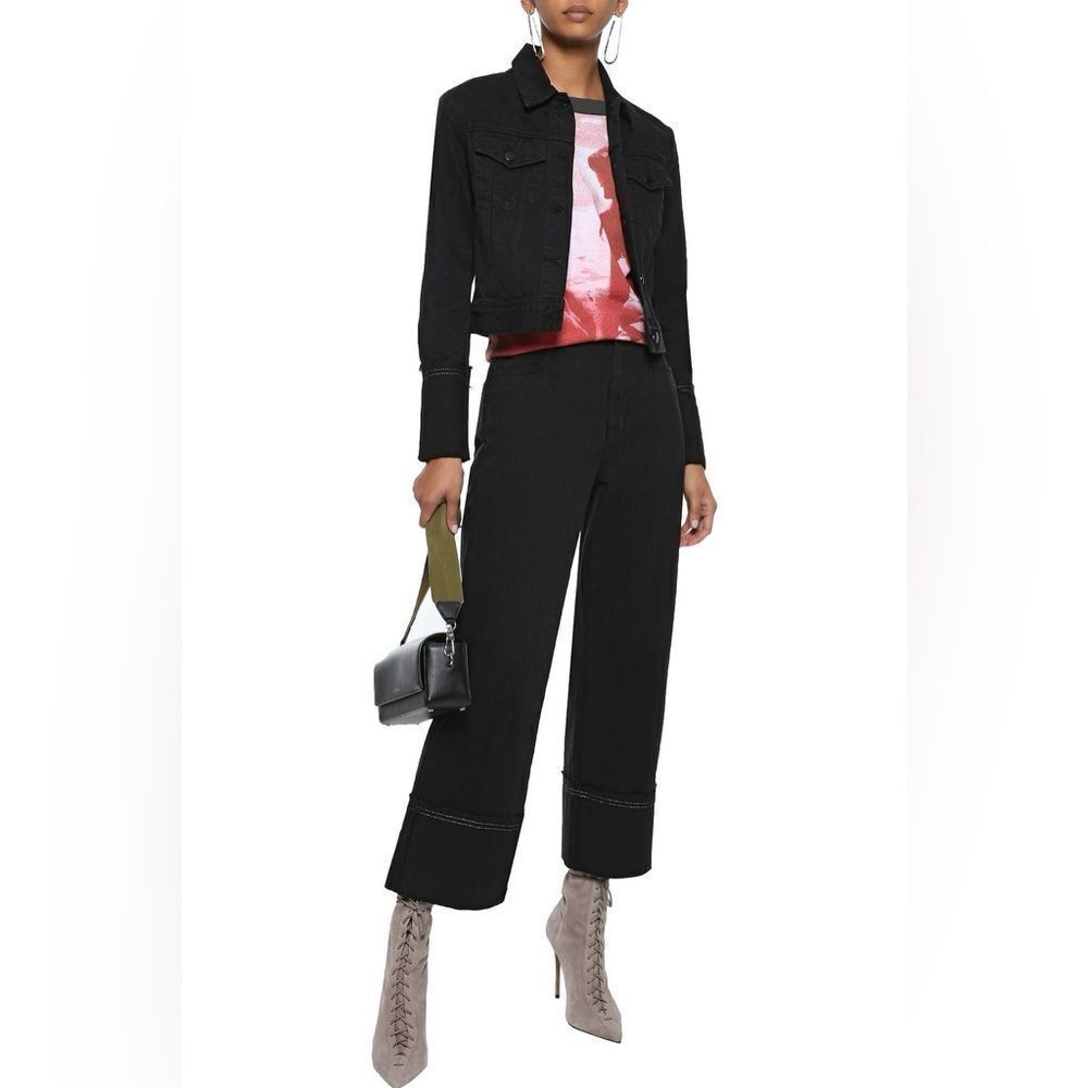 J Brand Women's Joan Cropped High-Rise Wide-Leg Jeans In Black Size 29